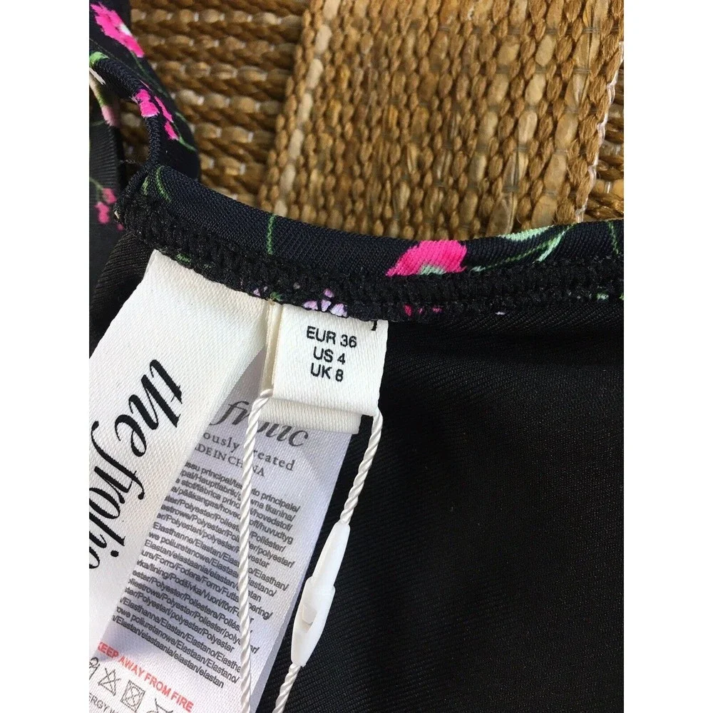 ASOS The Frolic NWT black Floral Bikini top multi US 4 Halter Tie Back